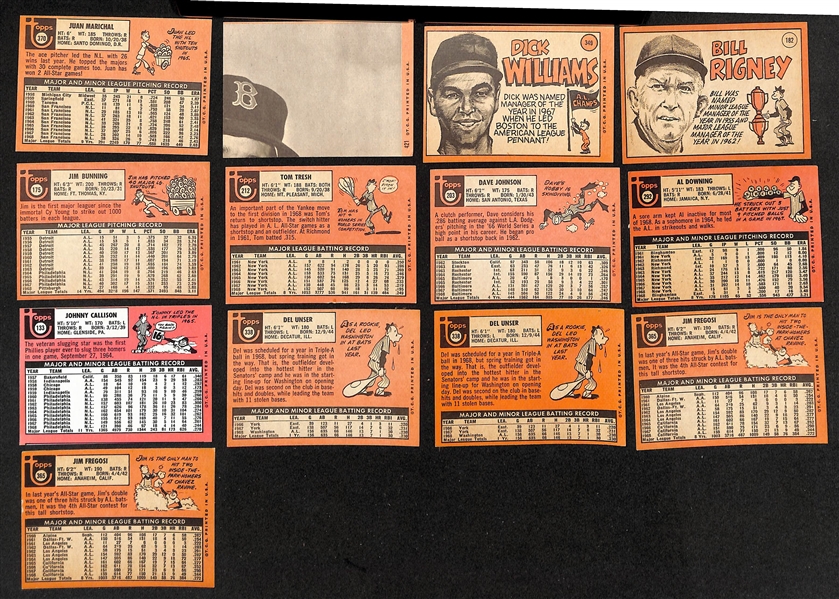 Lot of (250) Signed 1969 Topps Baseball Cards w. Marichal, Robinson, Williams, Rigney, and Bunning, + (JSA Auction Letter)