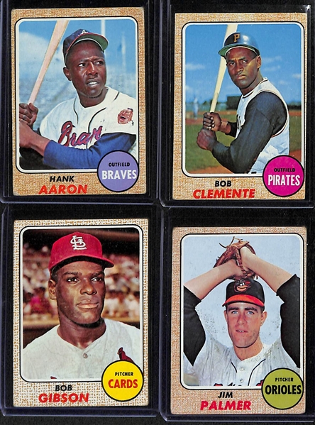 Lot of (90) 1968 Topps Baseball Cards w. Hank Aaron & Roberto Clemente