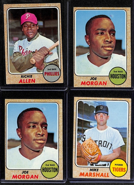 Lot of (90) 1968 Topps Baseball Cards w. Hank Aaron & Roberto Clemente