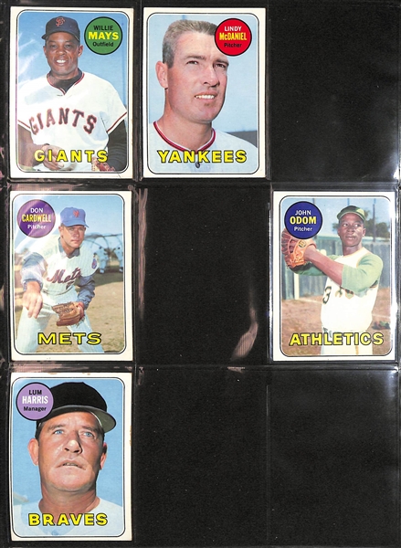 Lot of (250+) 1969 Topps Baseball Cards w. Johnny Bench (2nd year) & Willie Mays