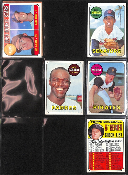 Lot of (250+) 1969 Topps Baseball Cards w. Johnny Bench (2nd year) & Willie Mays