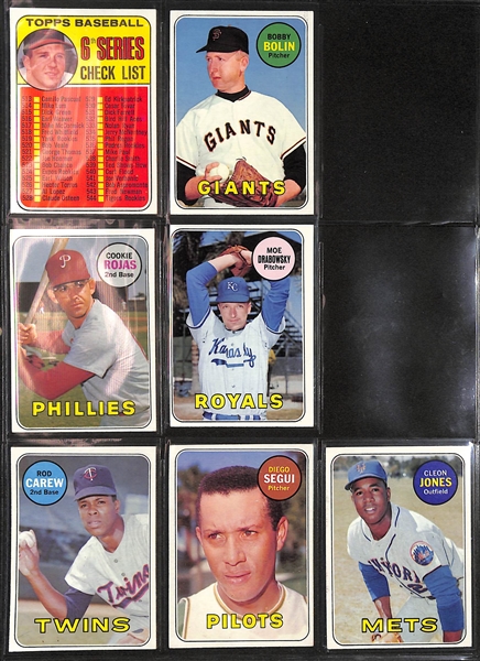 Lot of (250+) 1969 Topps Baseball Cards w. Johnny Bench (2nd year) & Willie Mays