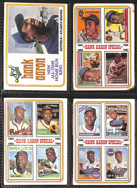 Lot of (250+) 1973 & 1974 Topps Baseball Cards w. 1973 Willie Mays & 1974 Hank Aaron