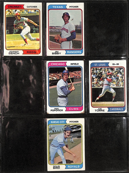 Lot of (250+) 1973 & 1974 Topps Baseball Cards w. 1973 Willie Mays & 1974 Hank Aaron