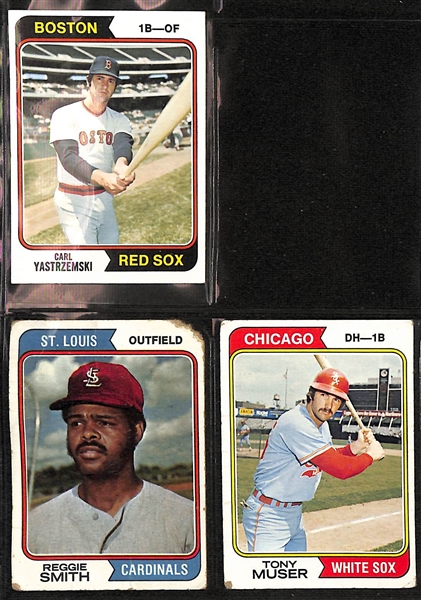 Lot of (250+) 1973 & 1974 Topps Baseball Cards w. 1973 Willie Mays & 1974 Hank Aaron