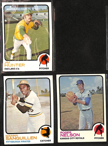 Lot of (250+) 1973 & 1974 Topps Baseball Cards w. 1973 Willie Mays & 1974 Hank Aaron