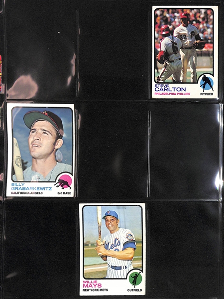 Lot of (250+) 1973 & 1974 Topps Baseball Cards w. 1973 Willie Mays & 1974 Hank Aaron