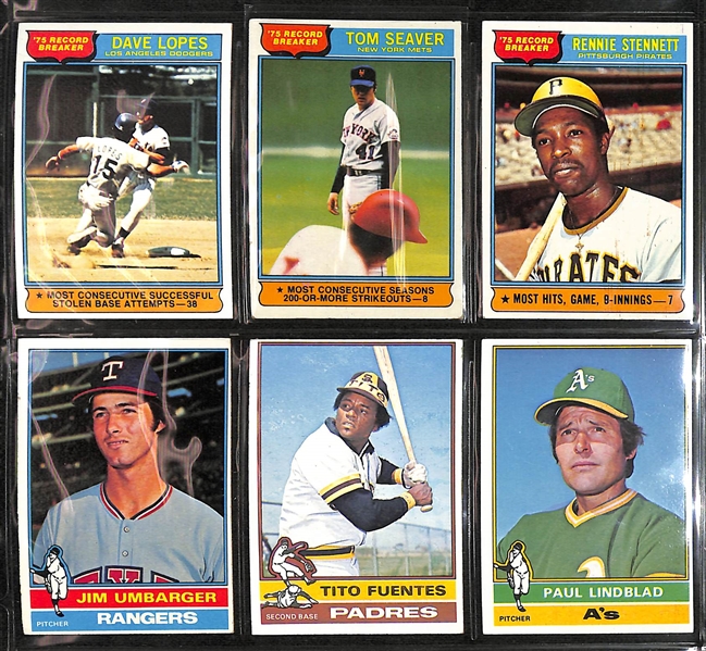 Lot of (300+) 1976 Topps Baseball Cards w. Hank Aaron