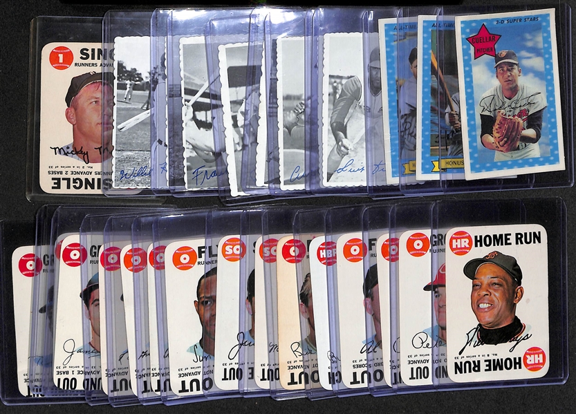  Lot of (16) 1968 Topps Game Cards w. Mickey Mantle, (8) 1969 Deckle Edge Cards, & (3) 1971 Kellogg's 3-D Cards