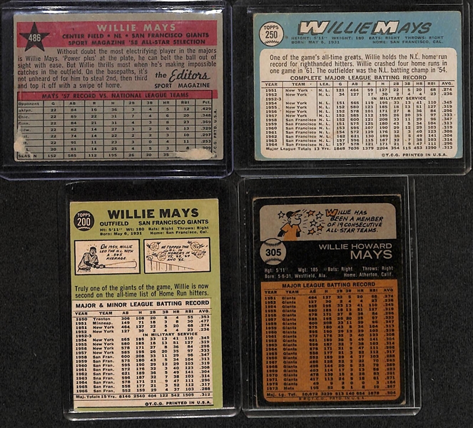 Lot of (4) Topps Willie Mays Cards - 1958 AS, 1965, 1967, & 1973