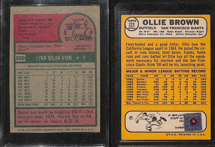 1975 Topps Nolan Ryan Autograph Card & 1968 Ollie Brown Autographed Card - JSA Auction Letter