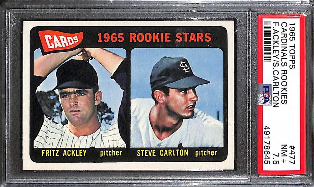 1965 Topps Cardinal Rookies Steve Carlton #477 PSA 7.5 & 1971 Topps Bert Blyleven #26 PSA 6