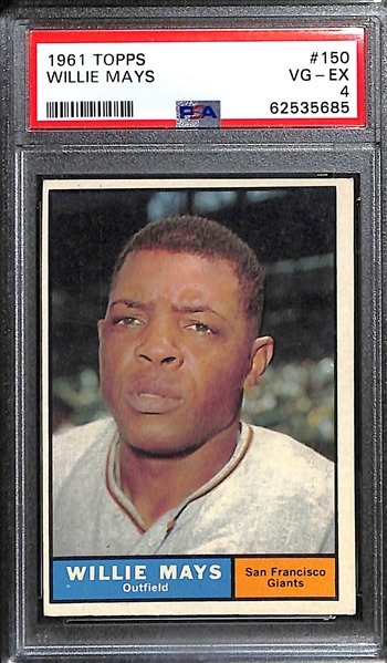 Lot of (4) Graded Mays & Aaron Cards w. 1961 Topps Willie Mays PSA 4