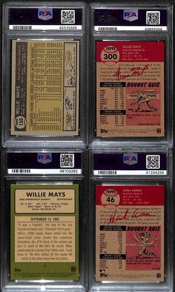 Lot of (4) Graded Mays & Aaron Cards w. 1961 Topps Willie Mays PSA 4