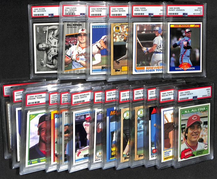 Lot of (20) PSA Graded Stars & Rookies from 1981-2000 w. 1989 Score Randy Johnson PSA 10