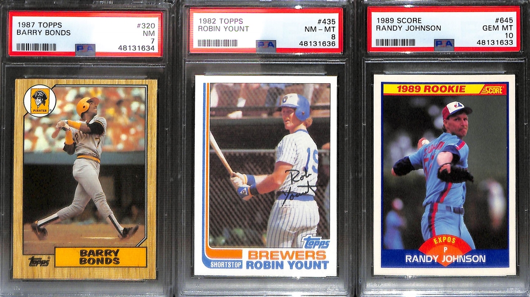 Lot of (20) PSA Graded Stars & Rookies from 1981-2000 w. 1989 Score Randy Johnson PSA 10