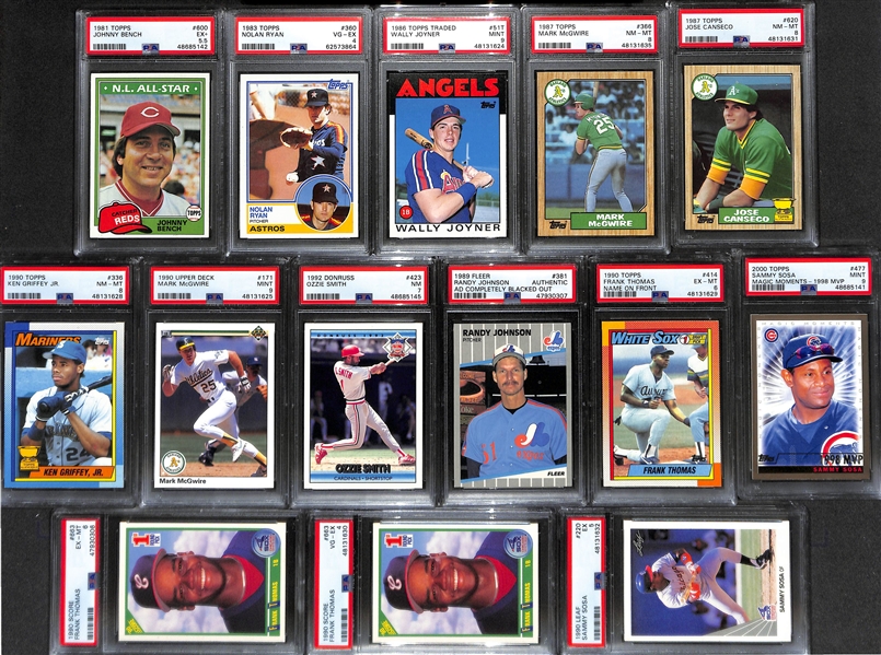 Lot of (20) PSA Graded Stars & Rookies from 1981-2000 w. 1989 Score Randy Johnson PSA 10