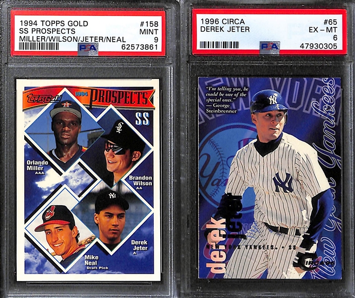 Lot of (8) PSA Graded Derek Jeter & Ken Griffey Jr Cards w. 1993 Topps Gold Derek Jeter Rookie PSA 8