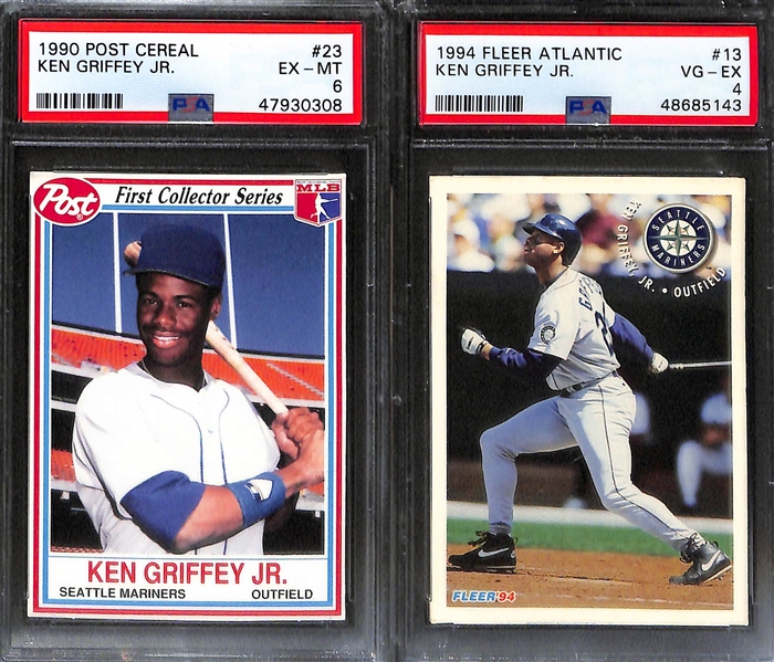 Lot of (8) PSA Graded Derek Jeter & Ken Griffey Jr Cards w. 1993 Topps Gold Derek Jeter Rookie PSA 8