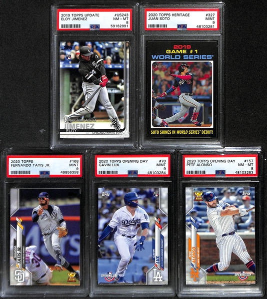 Lot of (11) Raw & (9) PSA Graded 1980-2020 Baseball Cards - Stars & Rookies Throughout w. 2020 Topps Opening Day Bo Bichette PSA 10