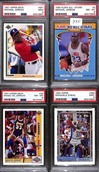 1989 Fleer Basketball Complete Set w. Stickers & Group of (600+) 1972-1992 Basketball Cards w. 1990 Fleer All-Stars Michael Jordan PSA 8