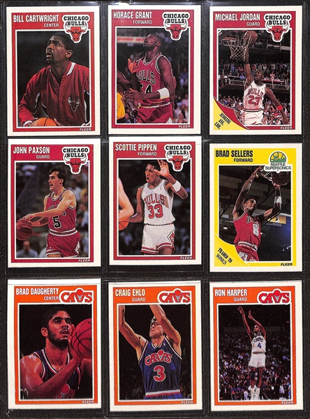 1989 Fleer Basketball Complete Set w. Stickers & Group of (600+) 1972-1992 Basketball Cards w. 1990 Fleer All-Stars Michael Jordan PSA 8