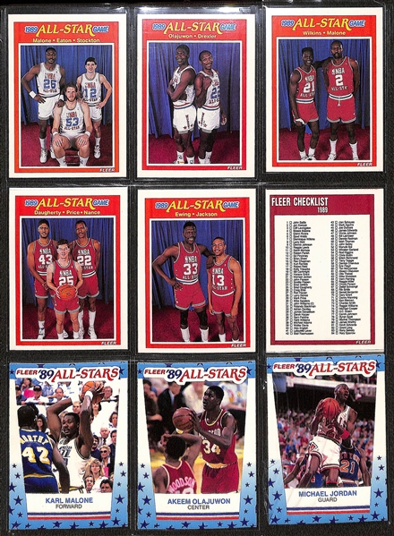 1989 Fleer Basketball Complete Set w. Stickers & Group of (600+) 1972-1992 Basketball Cards w. 1990 Fleer All-Stars Michael Jordan PSA 8