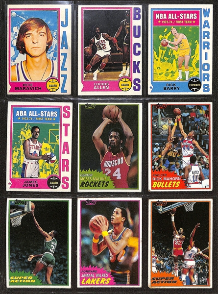 1989 Fleer Basketball Complete Set w. Stickers & Group of (600+) 1972-1992 Basketball Cards w. 1990 Fleer All-Stars Michael Jordan PSA 8