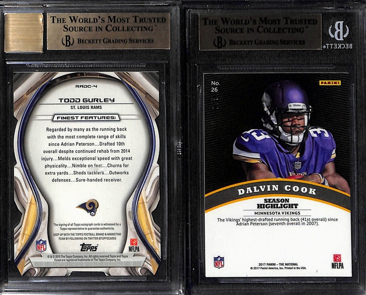 Rookie Graded Running Back Lot w. 2017 Panini National Convention VIP Green Dalvin Cook BGS 9.5 and 2015 Todd Gurley Finest Atomic Autographs Blue BGS 9.5/10 Auto