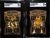 (2) 1997-98 Skybox Premium Golden Touch Insert Cards - Kobe Bryant & Shaquille ONeal - Both Graded SGC 7