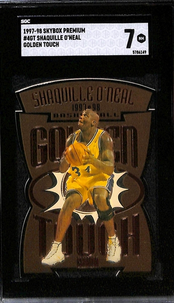 (2) 1997-98 Skybox Premium Golden Touch Insert Cards - Kobe Bryant & Shaquille O'Neal - Both Graded SGC 7