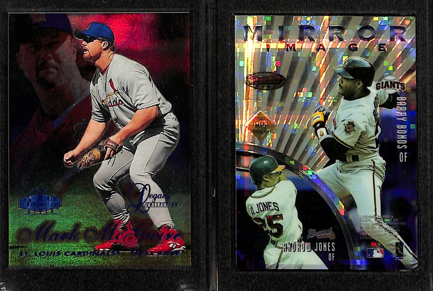 Lot of (2) Baseball Rare Inserts w. 1998 Flair Showcase Mark McGuire Legacy Collection #d /100 and 1997 Bowmans Best Mirror Image Atomic Refractor Bonds/Jones & Griffey Jr./Cruz Jr.