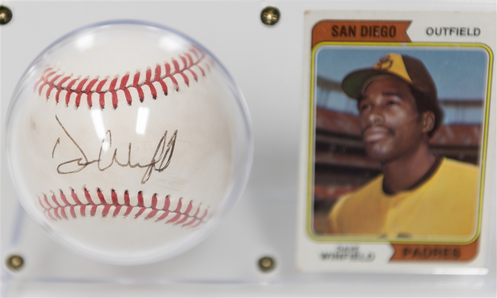 Lot of (2) Autographed Baseballs w. Lou Brock and Dave Winfield (JSA Auction Letter)