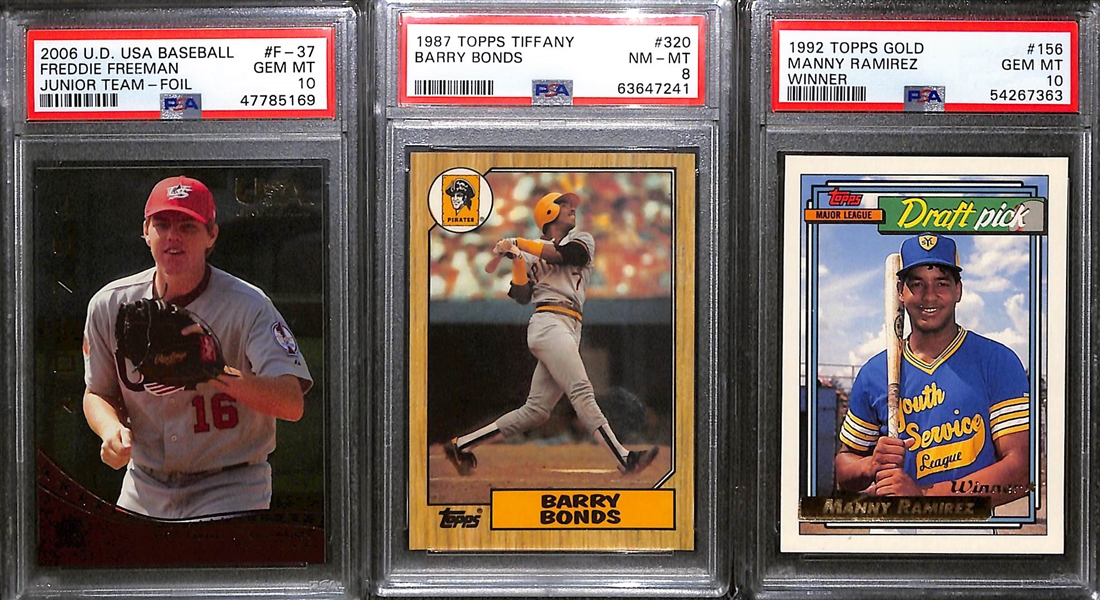 Lot of (3) Graded Baseball Cards w. 1987 Topps Tiffany Barry Bonds PSA 8