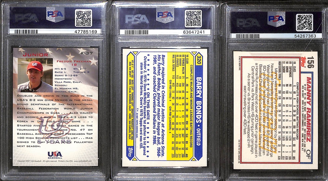 Lot of (3) Graded Baseball Cards w. 1987 Topps Tiffany Barry Bonds PSA 8