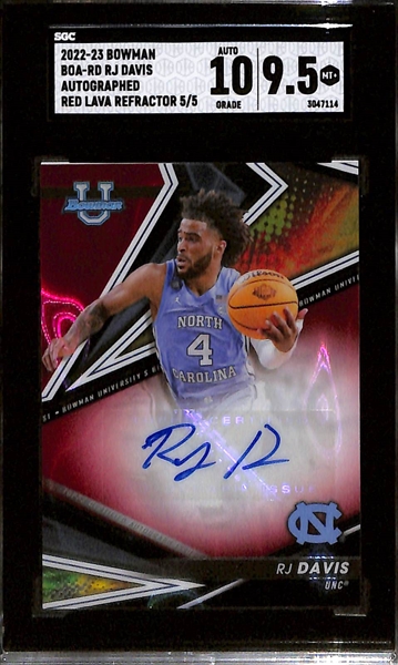 Lot of (4) SGC Graded 2022-23 Bowman University Best Basketball Autographs w. Nick Smith Jr. Blue Refractor SGC 9.5/10 Auto