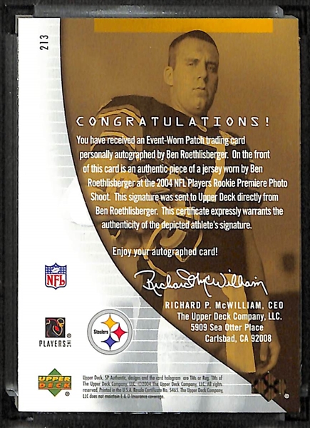 RARE GOLD VERSION 2004 SP Authentic Ben Roethlisberger Rookie Patch Autograph #ed 18/25 