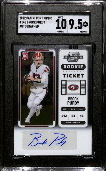 2022 Contenders Optic Brock Purdy Rookie Autograph  Graded SGC 9.5 (10 Auto Grade)