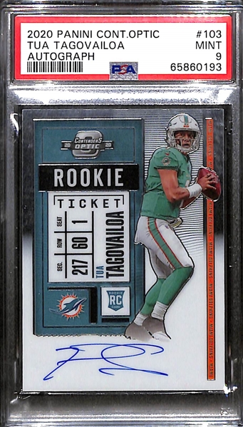 2020 Optic Contenders Tua Tagovailoa Autographed Rookie Card #103 Graded PSA 9