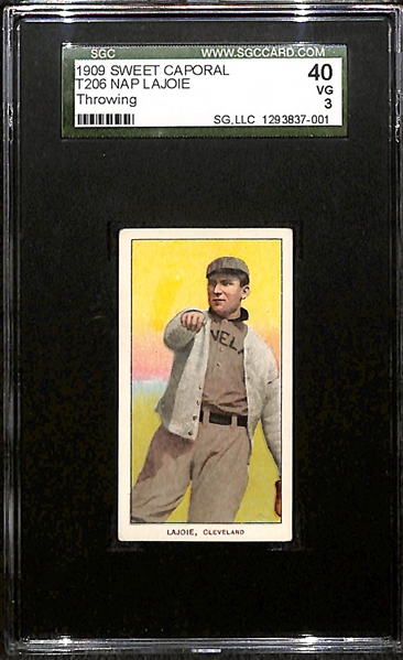 1909 T206 Nap Lajoie (Throwing) HOF Card Graded SGC 3