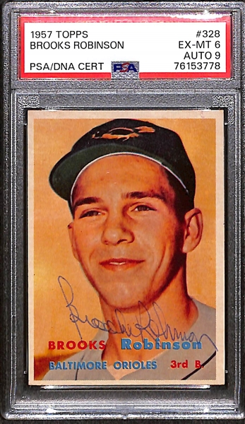 1957 Topps Brooks Robinson Signed Rookie Card #328 Graded PSA 6 (Autograph Grade 9)