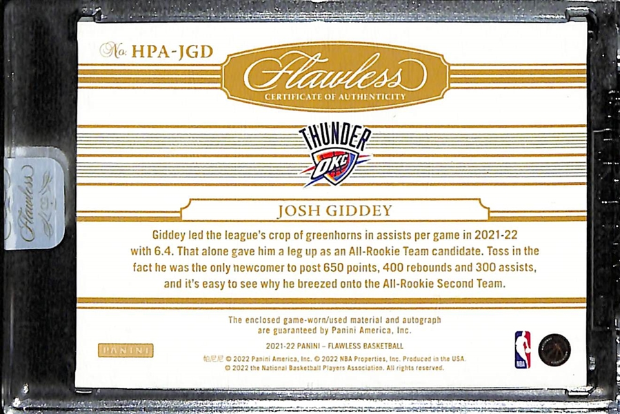 2021-22 Panini Flawless Josh Giddey Rookie Patch Autograph Ruby Card (#/15)