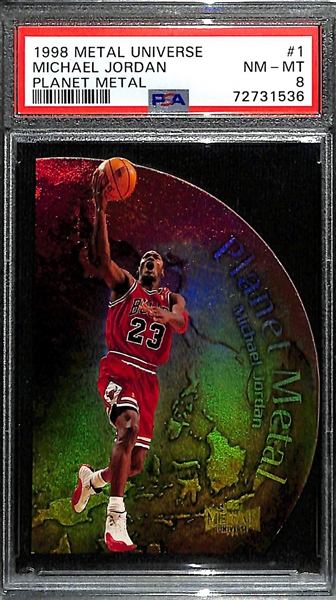 1998 Metal Universe Planet Metal Michael Jordan Card #1 Graded PSA 8