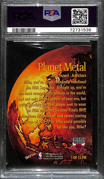 1998 Metal Universe Planet Metal Michael Jordan Card #1 Graded PSA 8