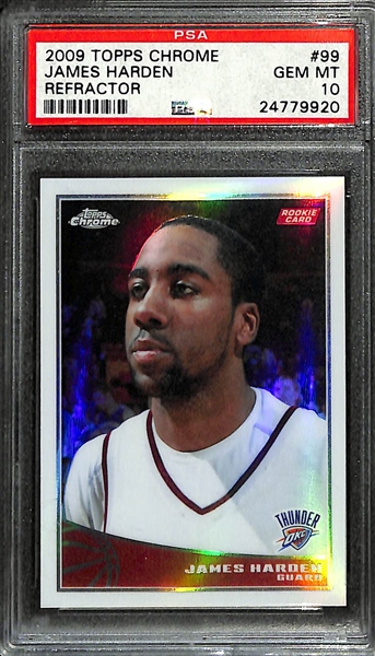 2009 Topps Chrome Refractor James Harden Rookie Card Graded PSA 10 (#/500)