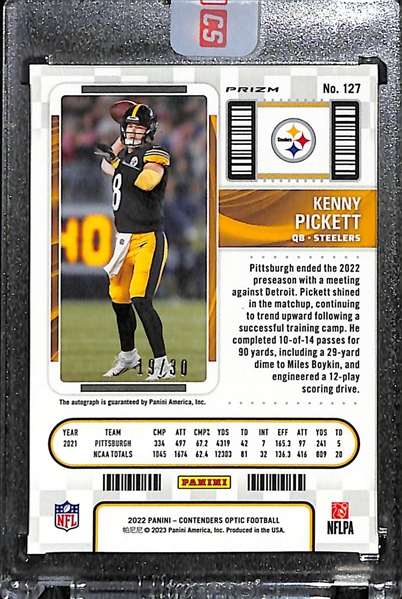 2022 Contenders Optic Kenny Pickett Rookie Ticket Autograph Green Pulsar #19/30