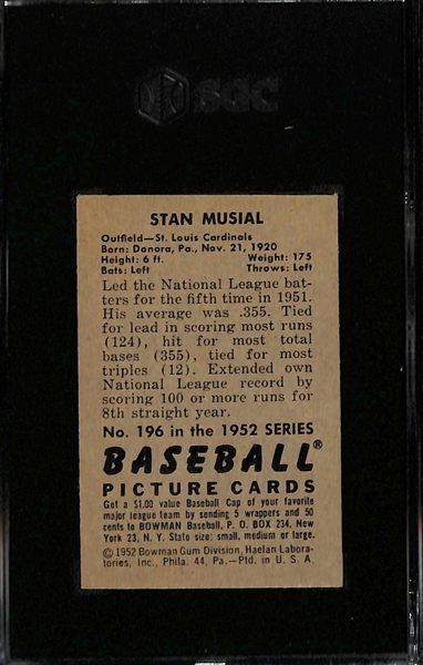 1952 Bowman Stan Musial #196 Graded SGC 5