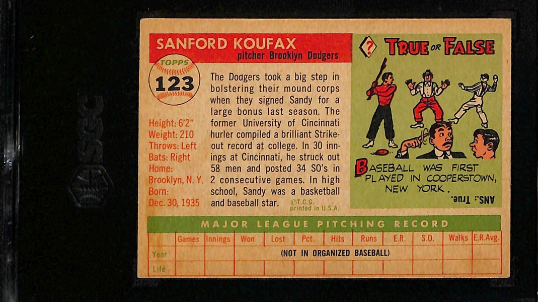 1955 Topps Sandy Koufax Rookie Card #123 Graded SGC 5