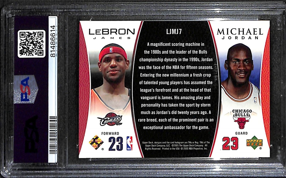 RARE 2005 Upper Deck Michael Jordan & LeBron James Bonus Pack - Gold Version (LJMJ7) #ed 11/23 Graded PSA 8 