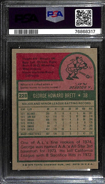 1975 Topps George Brett Rookie Card #228 Graded PSA 6 EX-MT